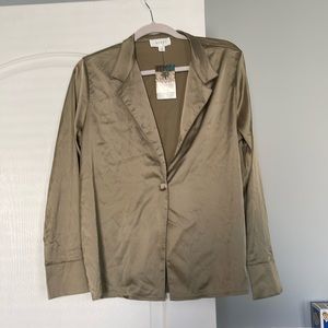 NWT Mable golden Olive satin one button jacket medium